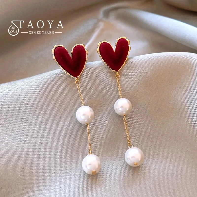 pearl heart earring