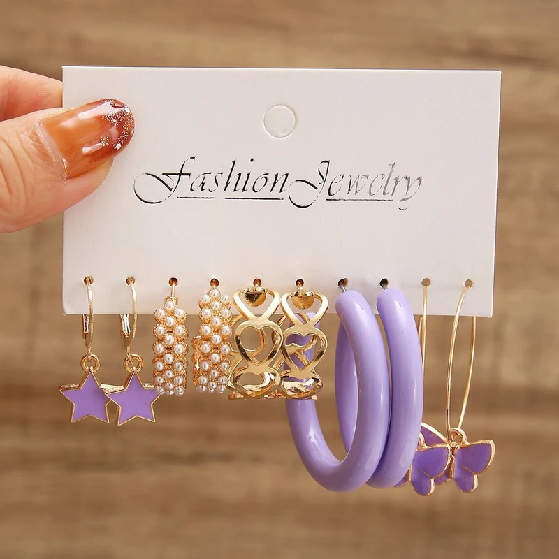 5 pairs butterfly earring