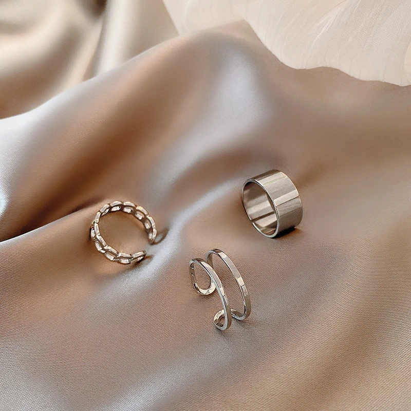 3 pcs free size ring set