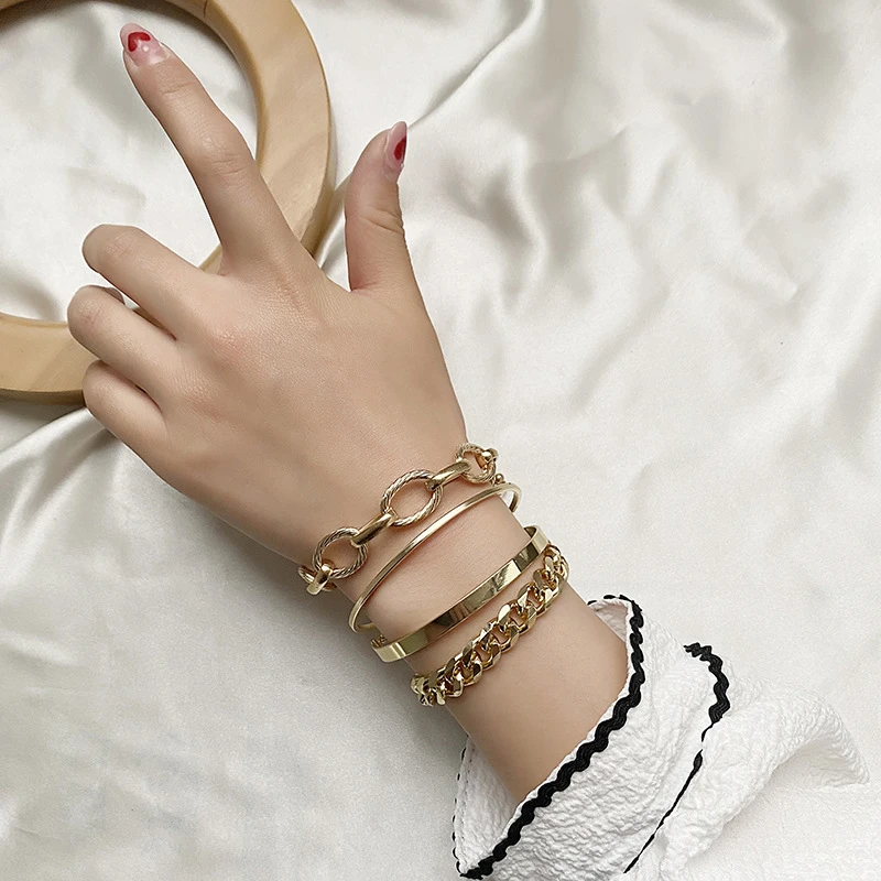 4 pcs cuff bracelet set