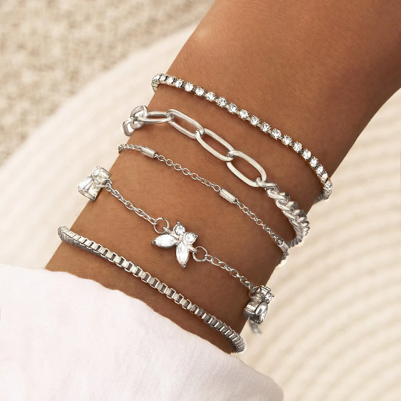 5 pcs butterfly bracelet set