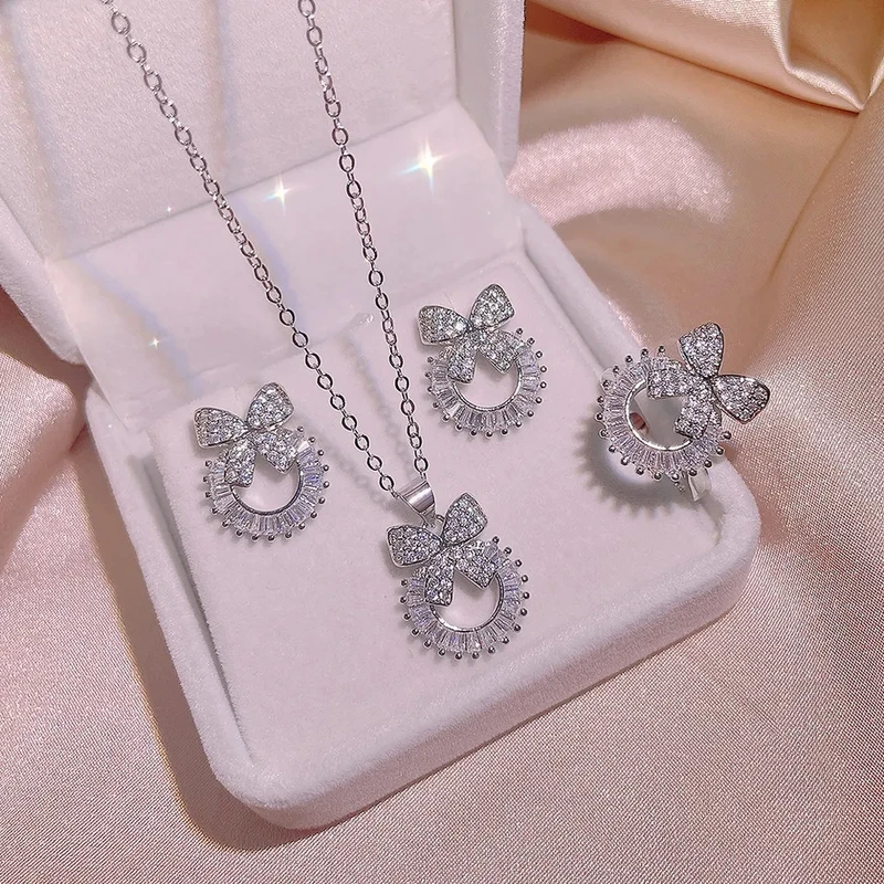 3 pcs necklace earring & adjustable ring