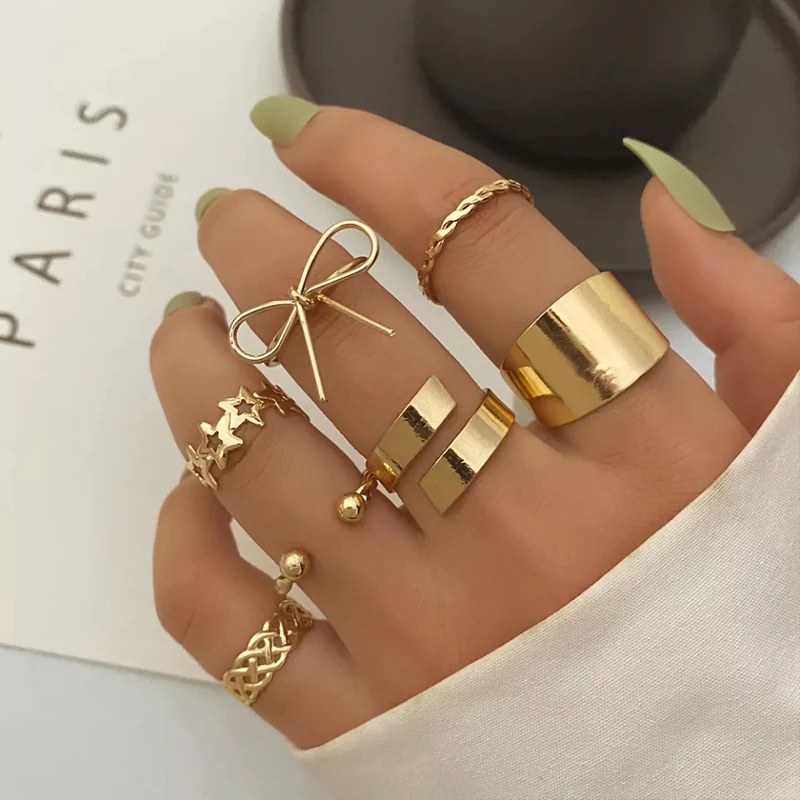 7 pcs free size ring set