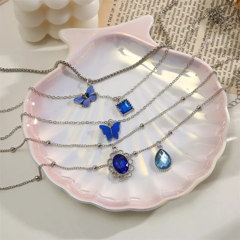 5 pcs butterfly heart stone necklace - Image 3