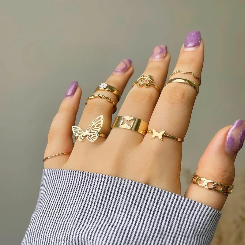 10 pcs butterfly ring set