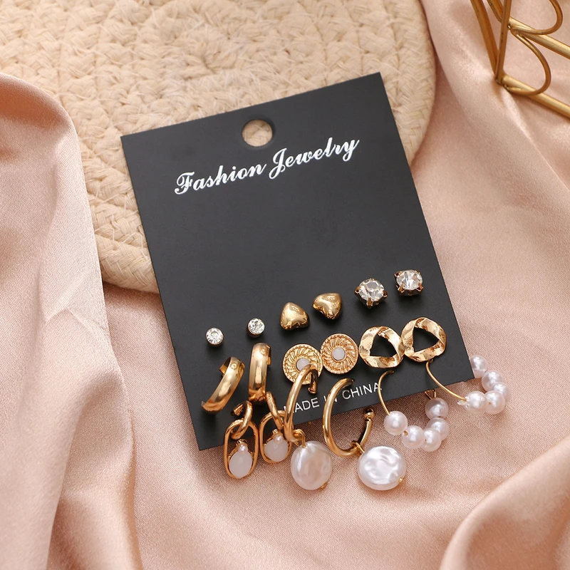 9 pairs pearl earring