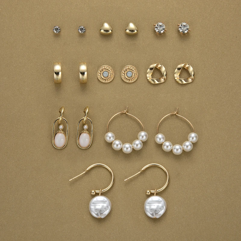 9 pairs pearl earring