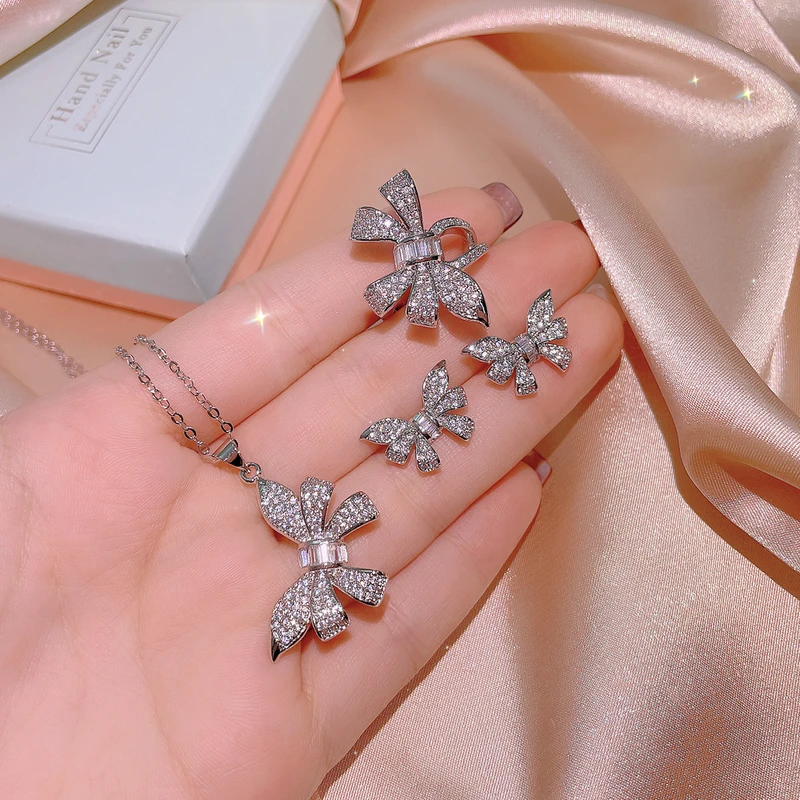 butterfly necklace earring &adjustable ring