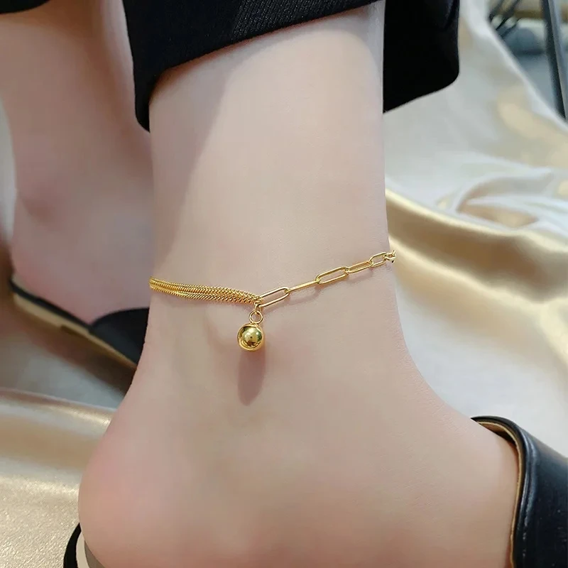 ball stainless steel anklet