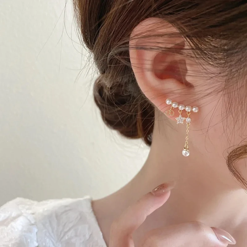 pearl moon star earring