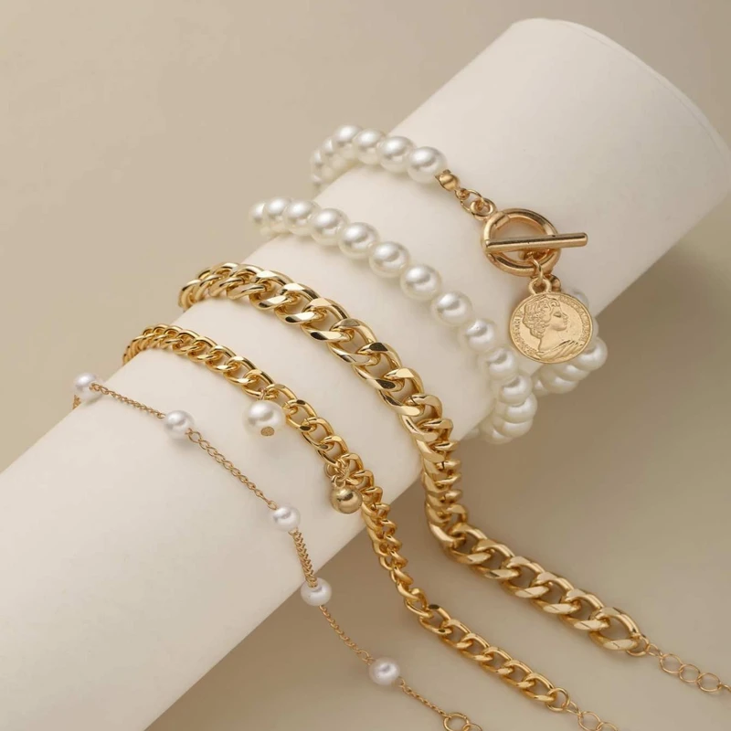 5 pcs pearl bracelet set