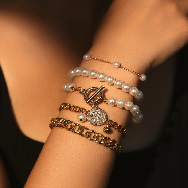 5 pcs pearl bracelet set - Image 3