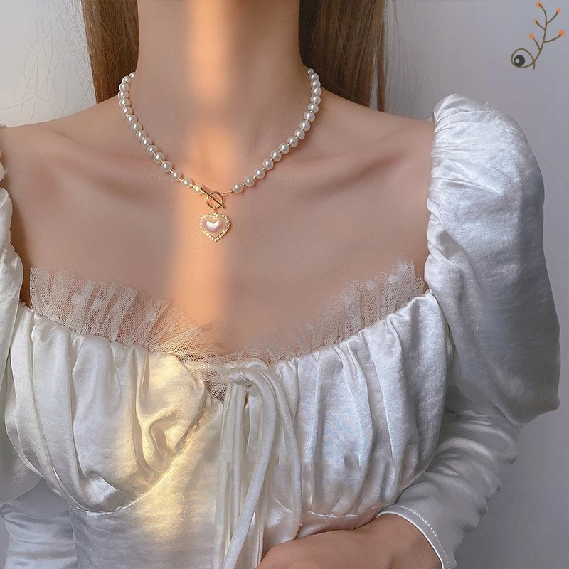 pearl heart necklace