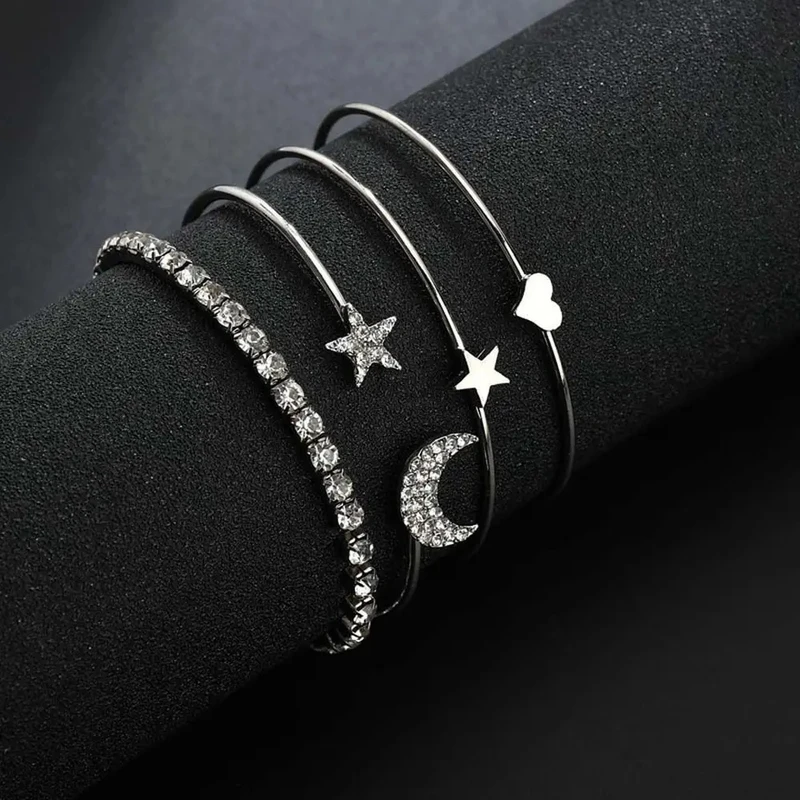 4 pcs moon star bracelet