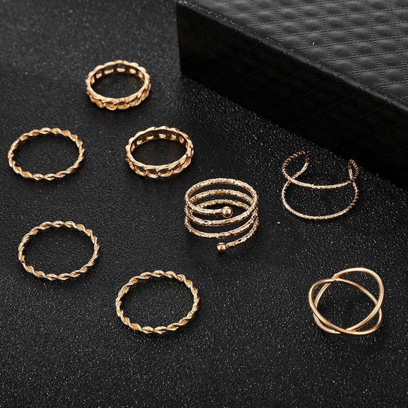 8 pcs midi ring set