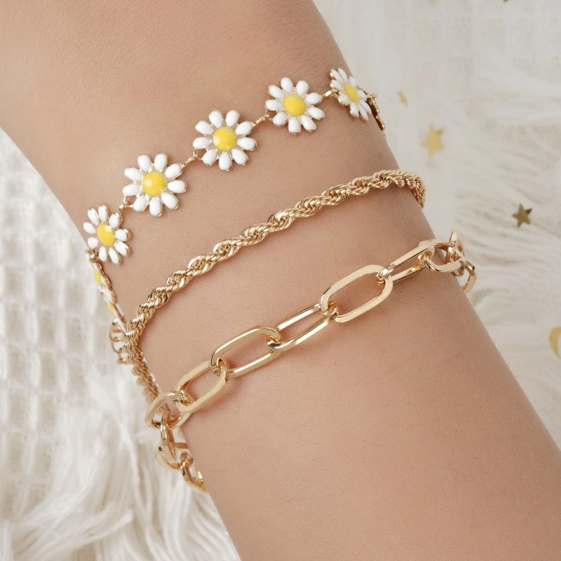 3 pcs daisy bracelet set