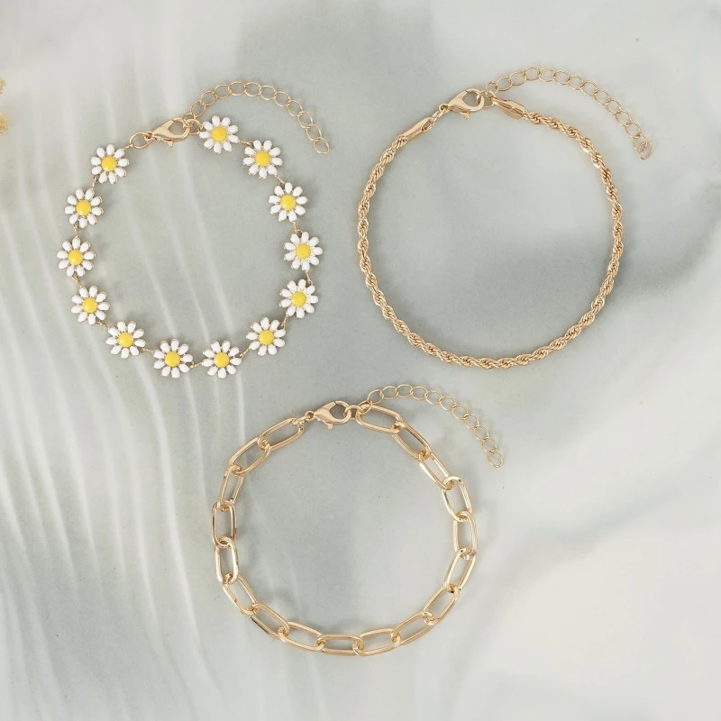 3 pcs daisy bracelet set