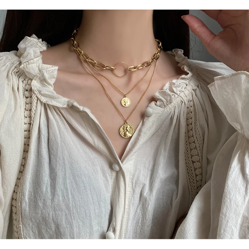 Multilayer coin necklace