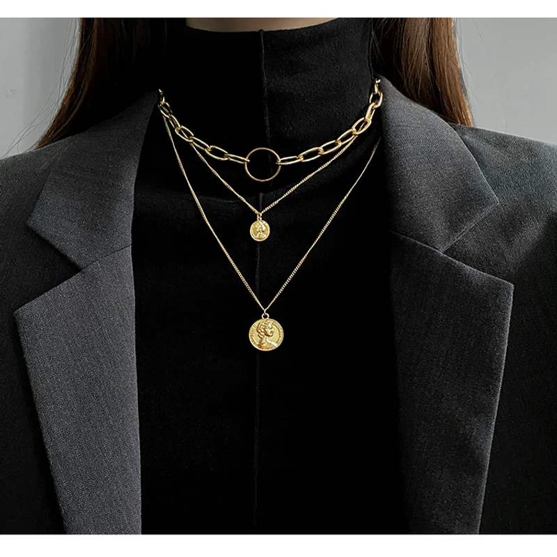 Multilayer coin necklace