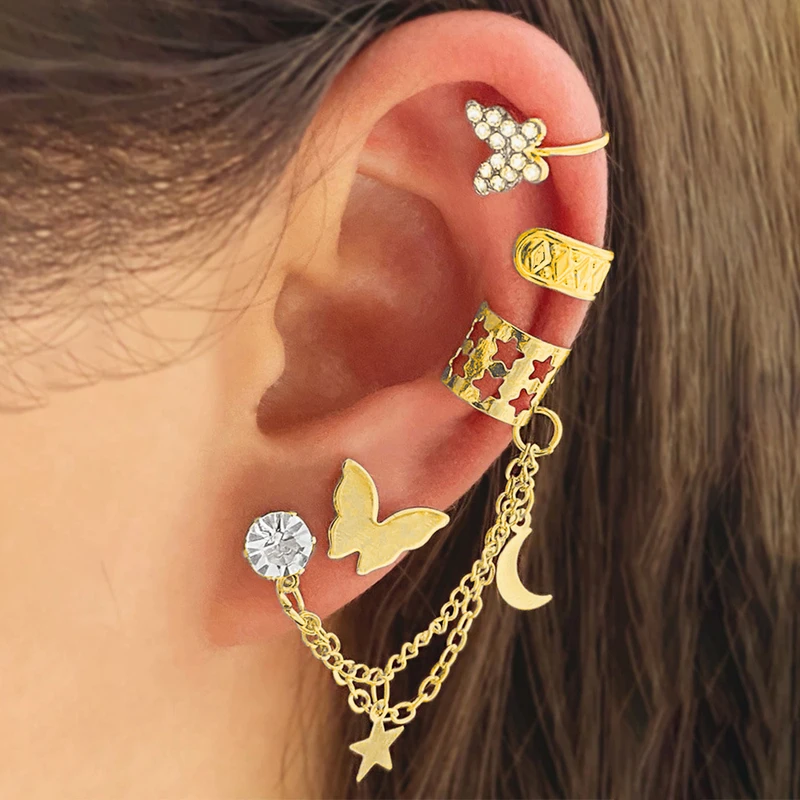 5 PCs butterfly cuff earring