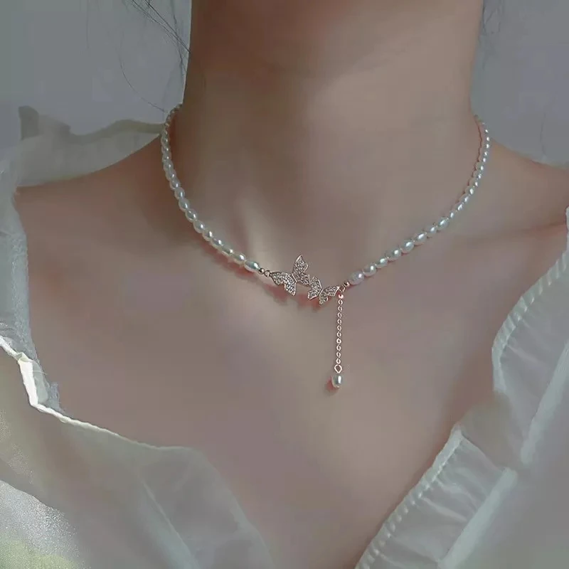 butterfly pearl necklace