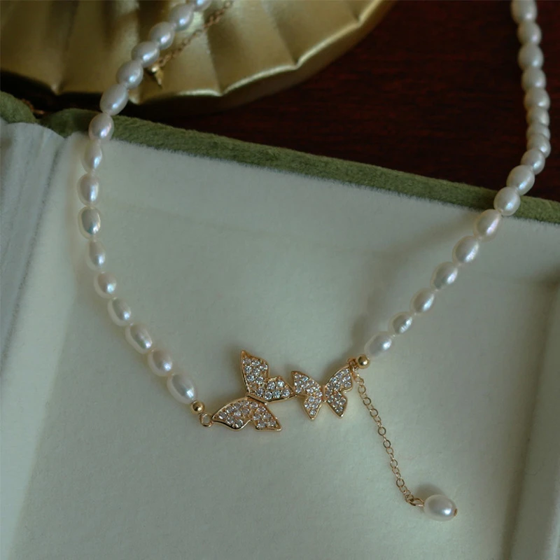 butterfly pearl necklace